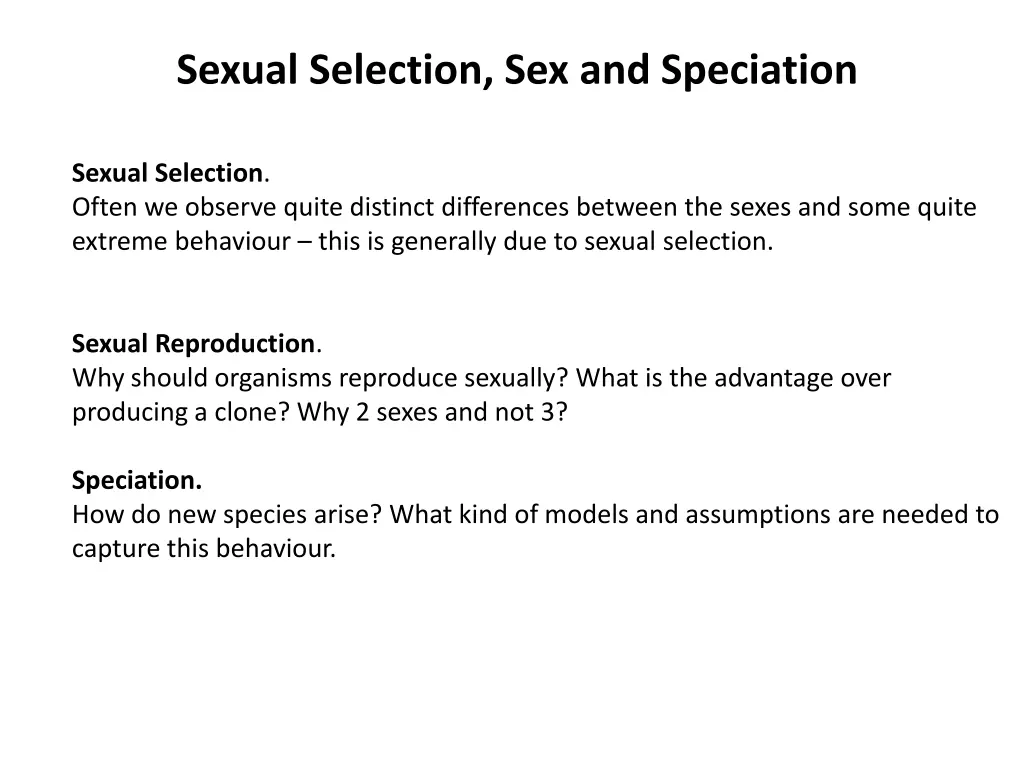 sexual selection sex and speciation