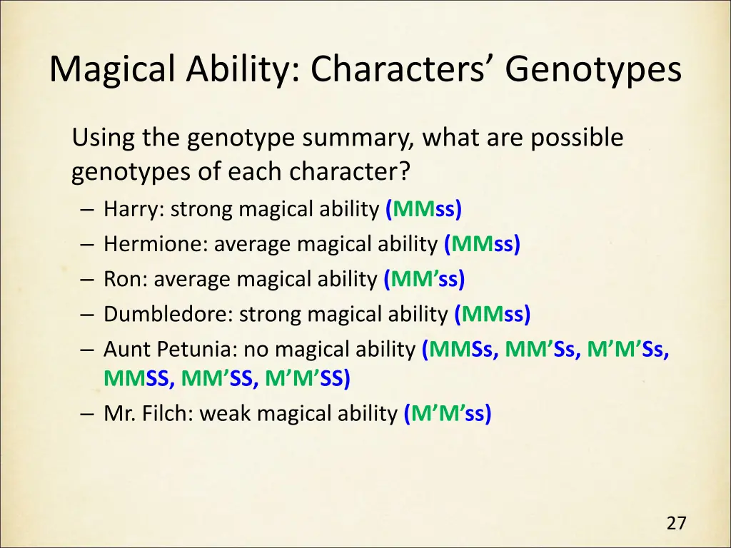 magical ability characters genotypes