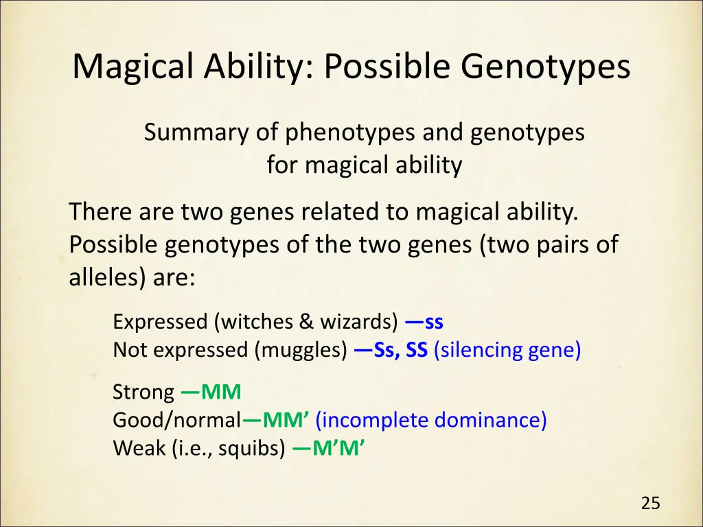 magical ability possible genotypes 3