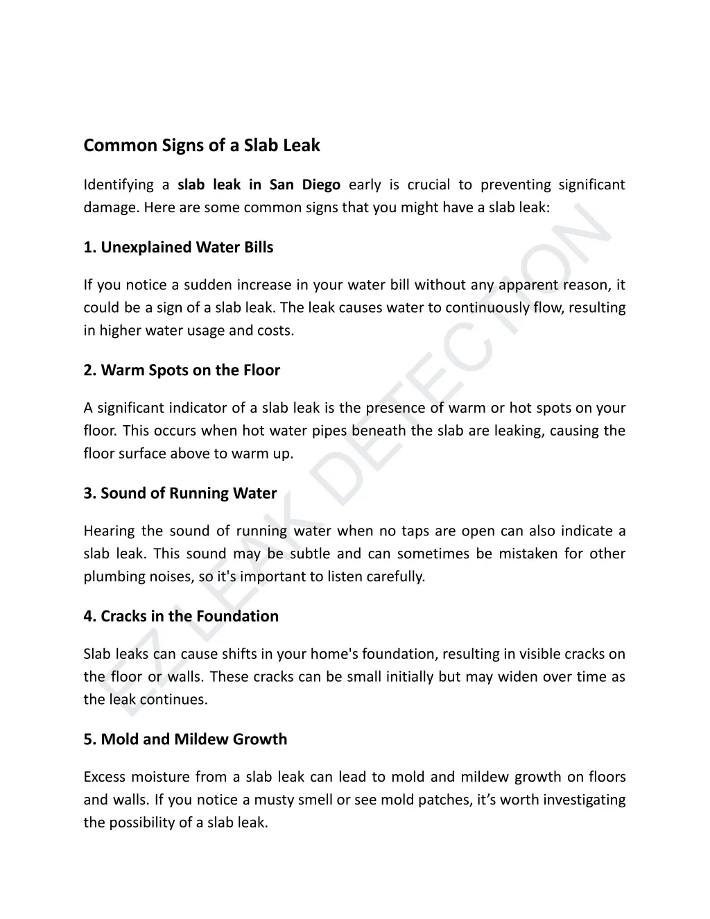 common signs of a slab leak