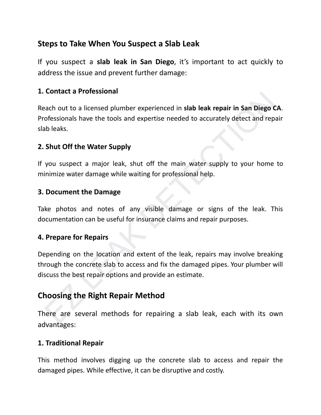 steps to take when you suspect a slab leak