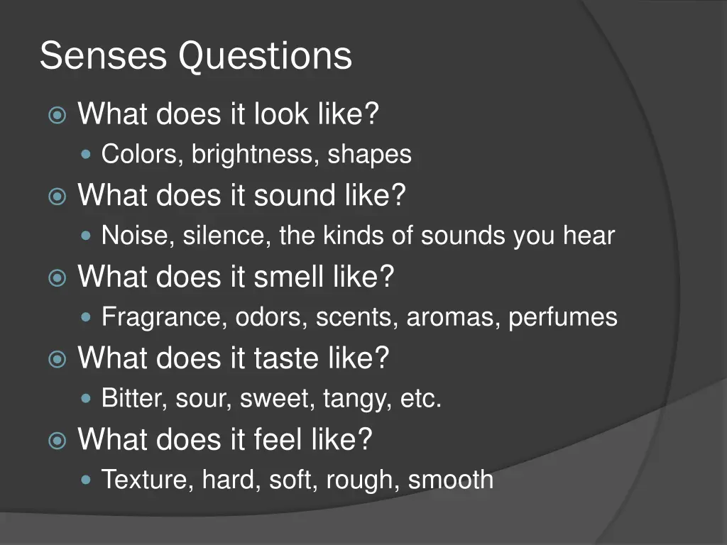 senses questions