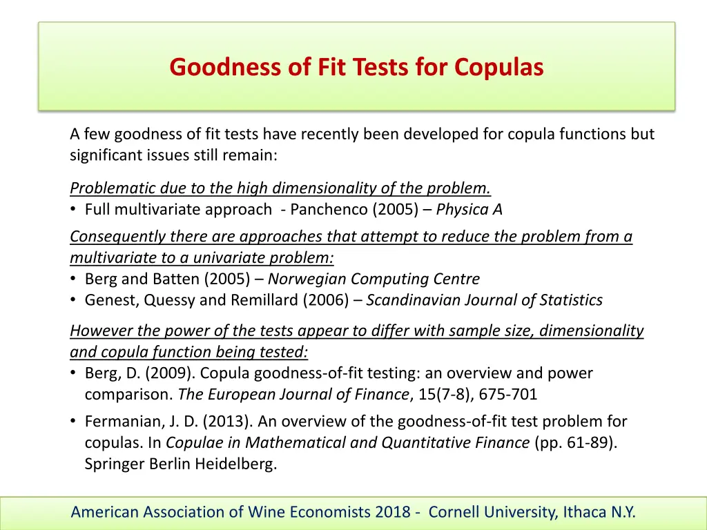 goodness of fit tests for copulas