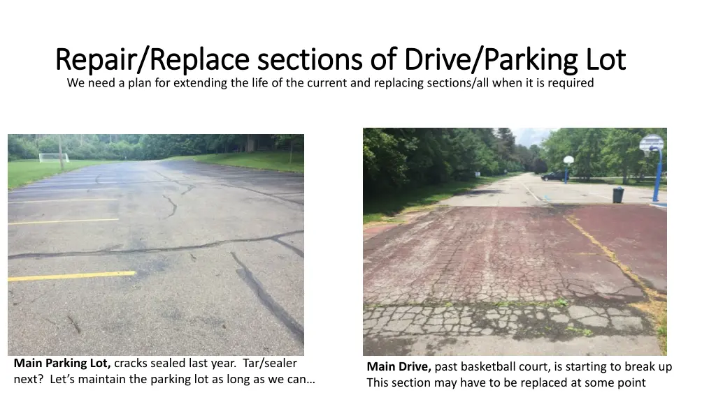 repair replace sections of drive parking