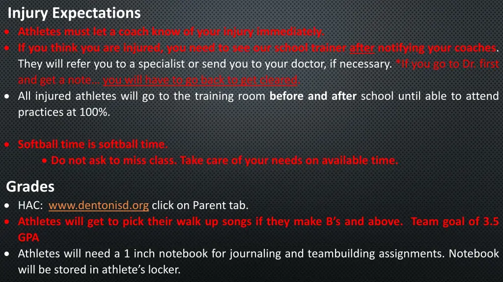 injury expectations athletes must let a coach