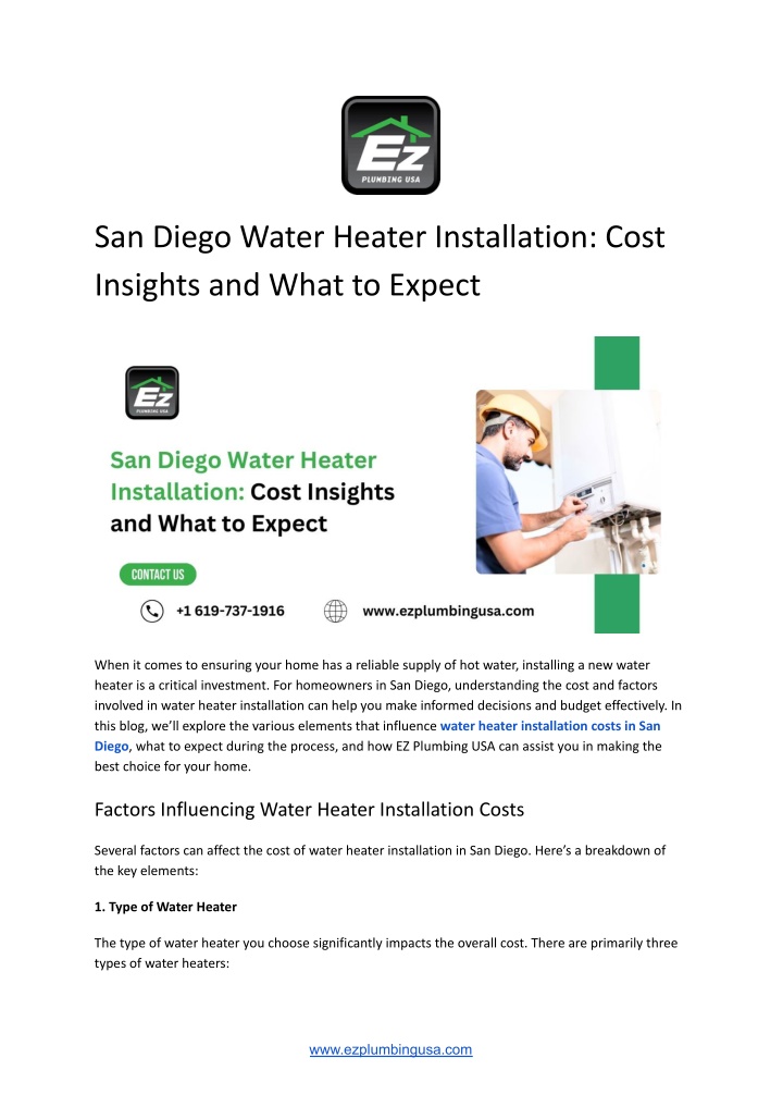 san diego water heater installation cost insights