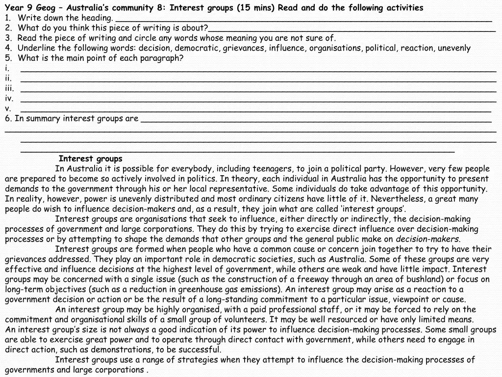 year 9 geog australia s community 8 interest