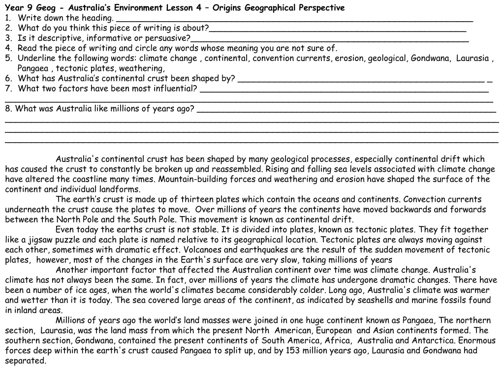 year 9 geog australia s environment lesson 2