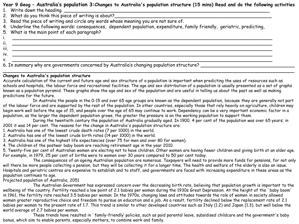 year 9 geog australia s population 3 changes