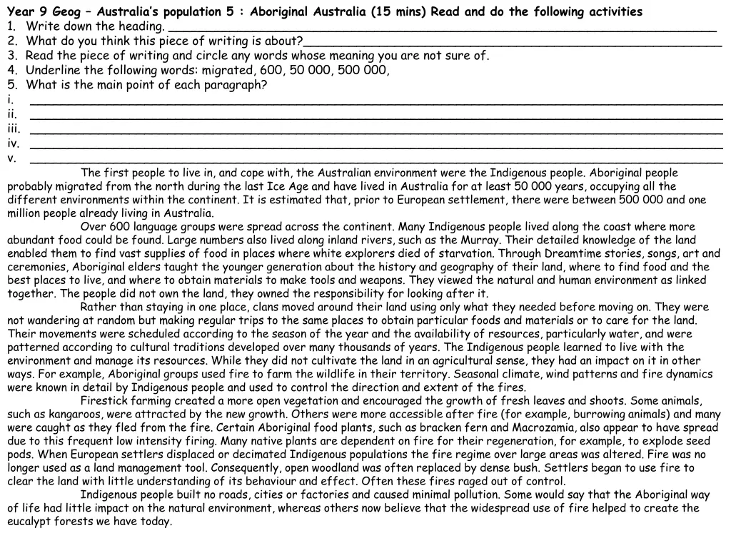 year 9 geog australia s population 5 aboriginal