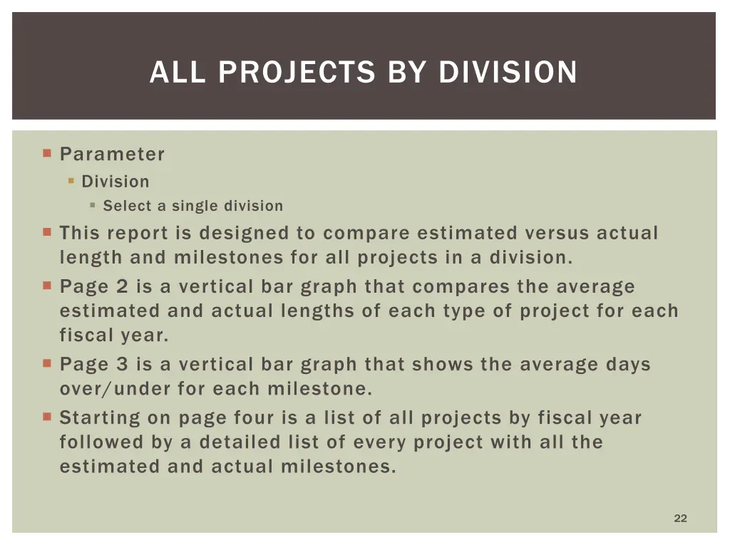 all projects by division