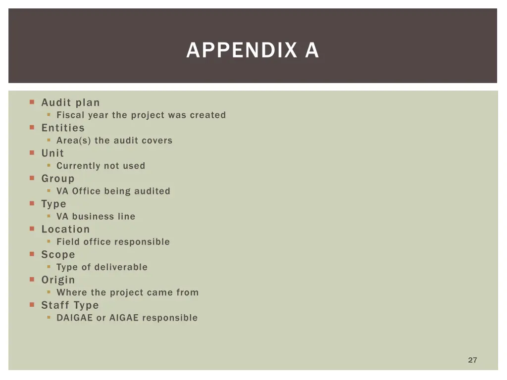 appendix a