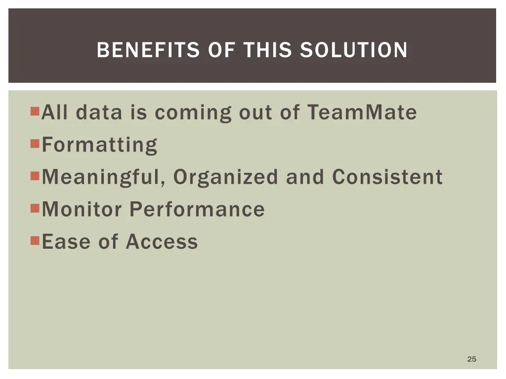 benefits of this solution