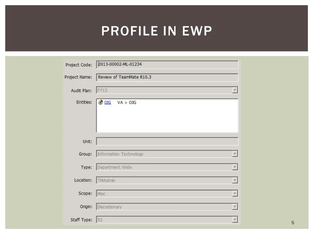 profile in ewp