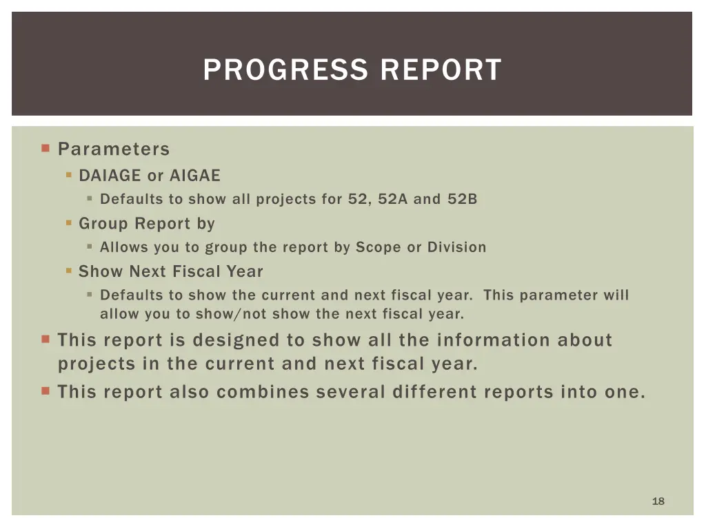 progress report