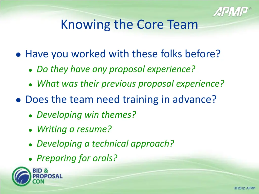 knowing the core team