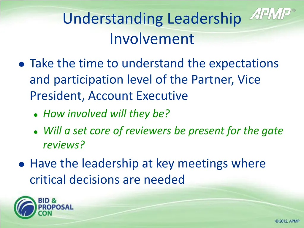 understanding leadership involvement