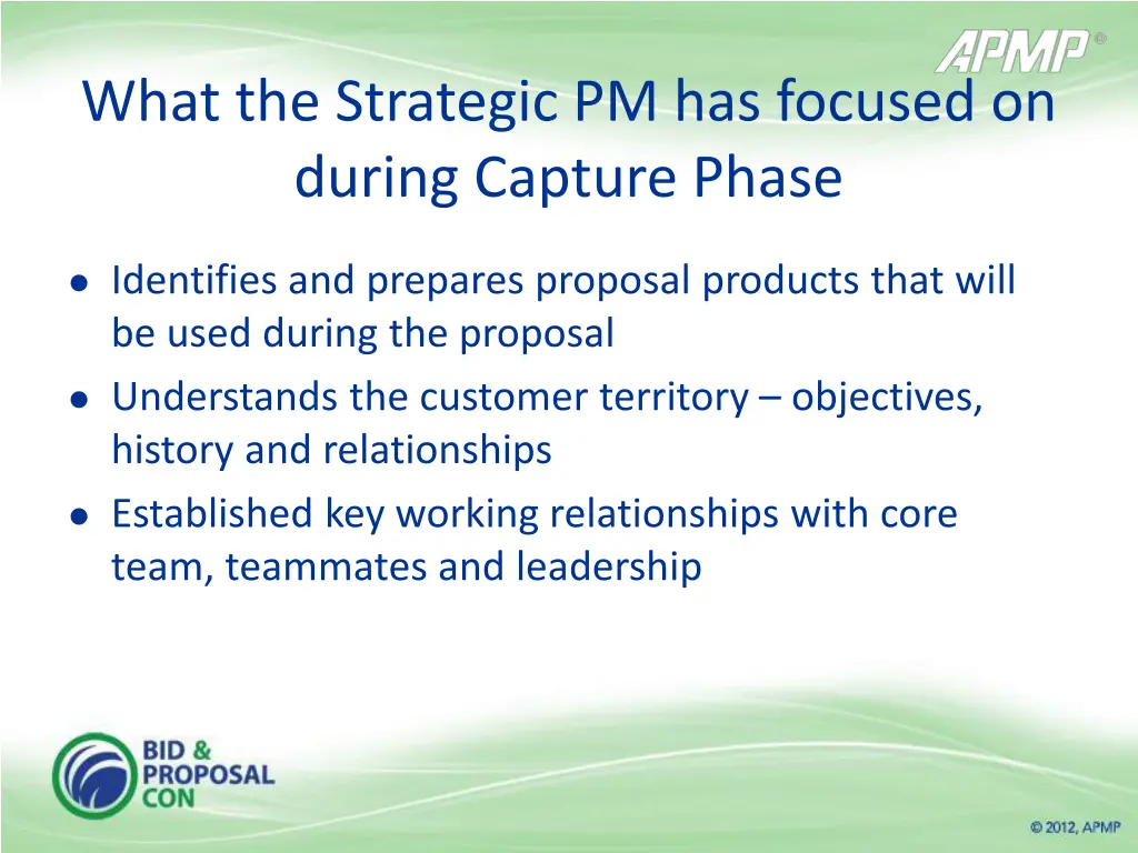 what the strategic pm has focused on during