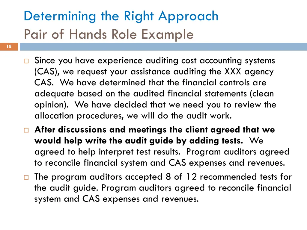 determining the right approach pair of hands role