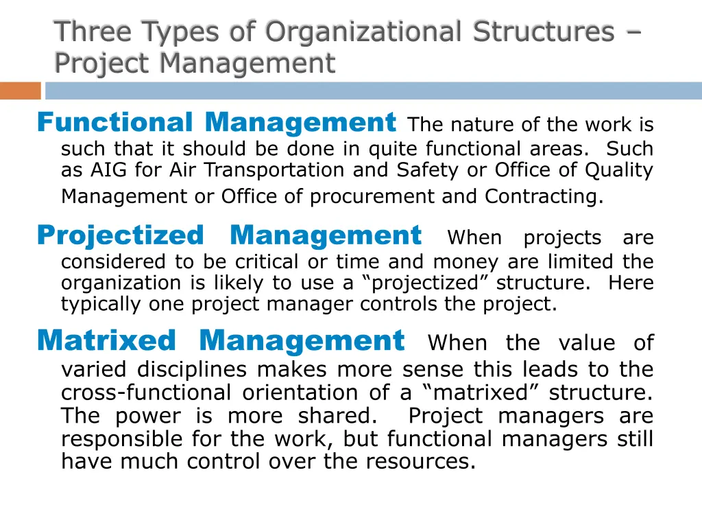 three types of organizational structures project