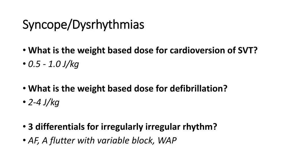 syncope dysrhythmias syncope dysrhythmias