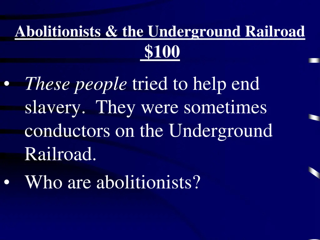 abolitionists the underground railroad 100