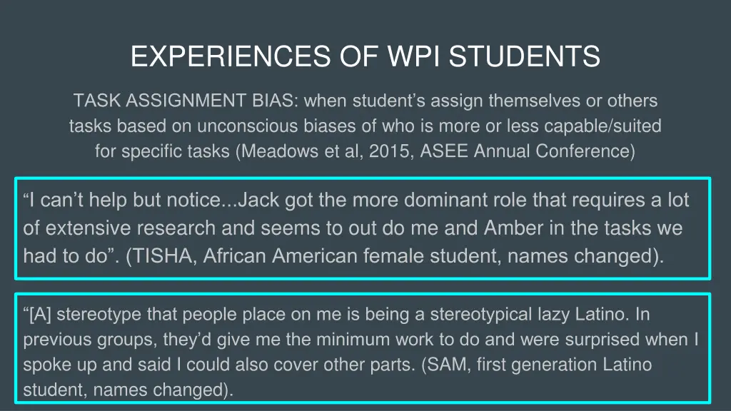 experiences of wpi students 1