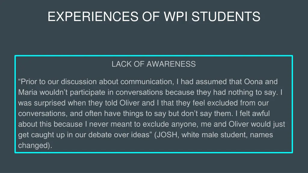 experiences of wpi students 4