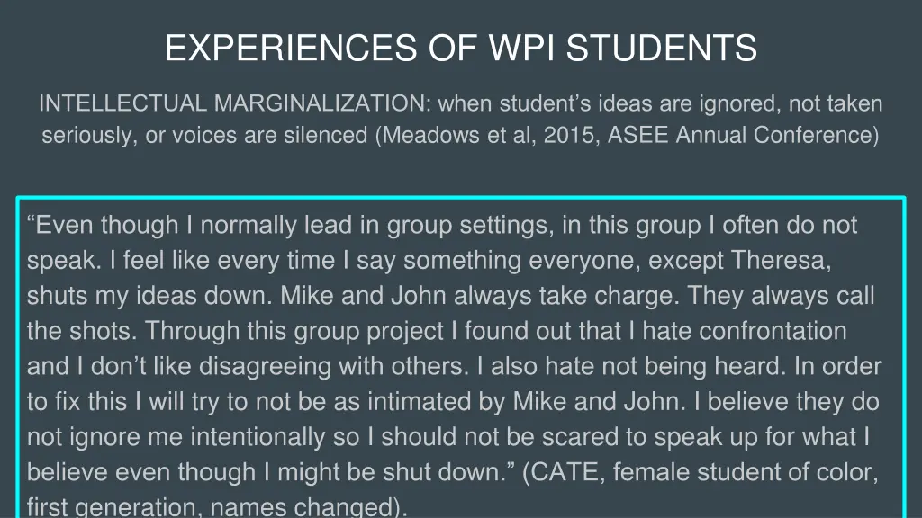 experiences of wpi students