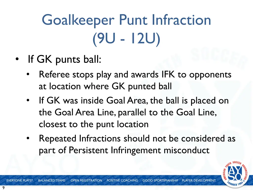 goalkeeper punt infraction 9u 12u if gk punts