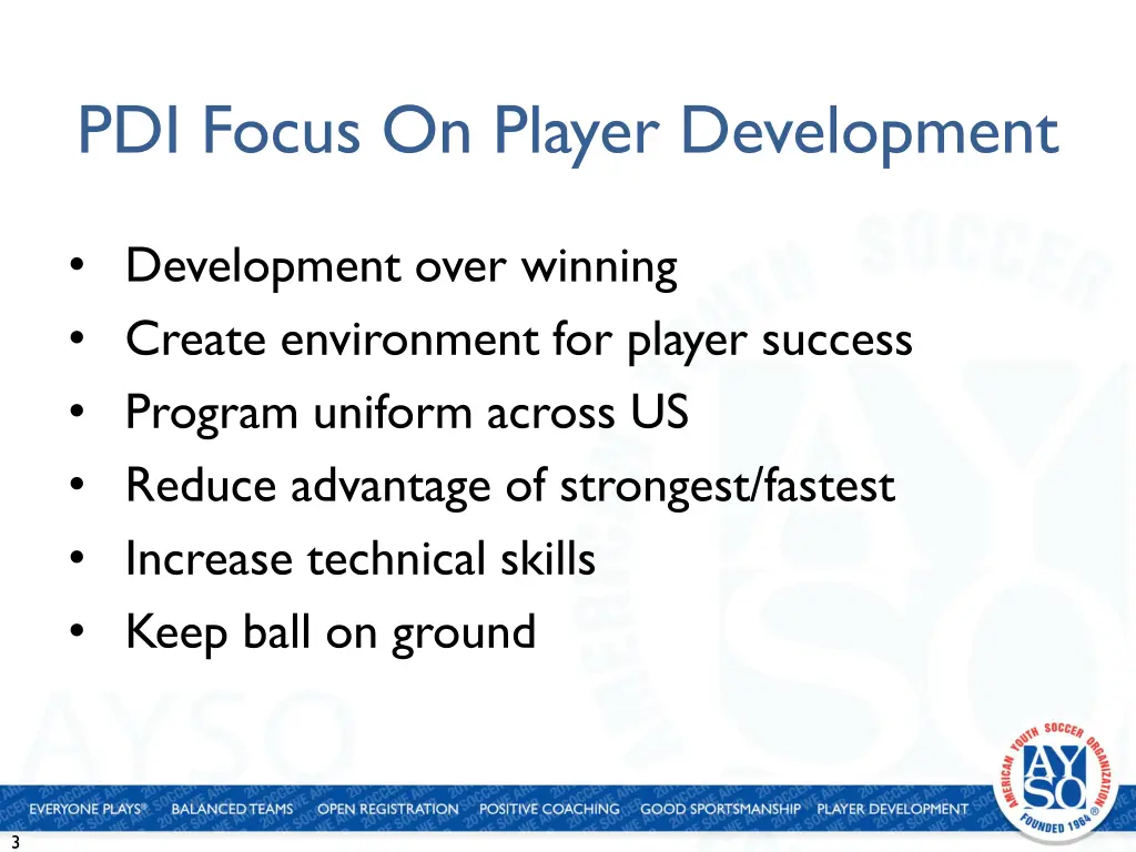 pdi focus on player development