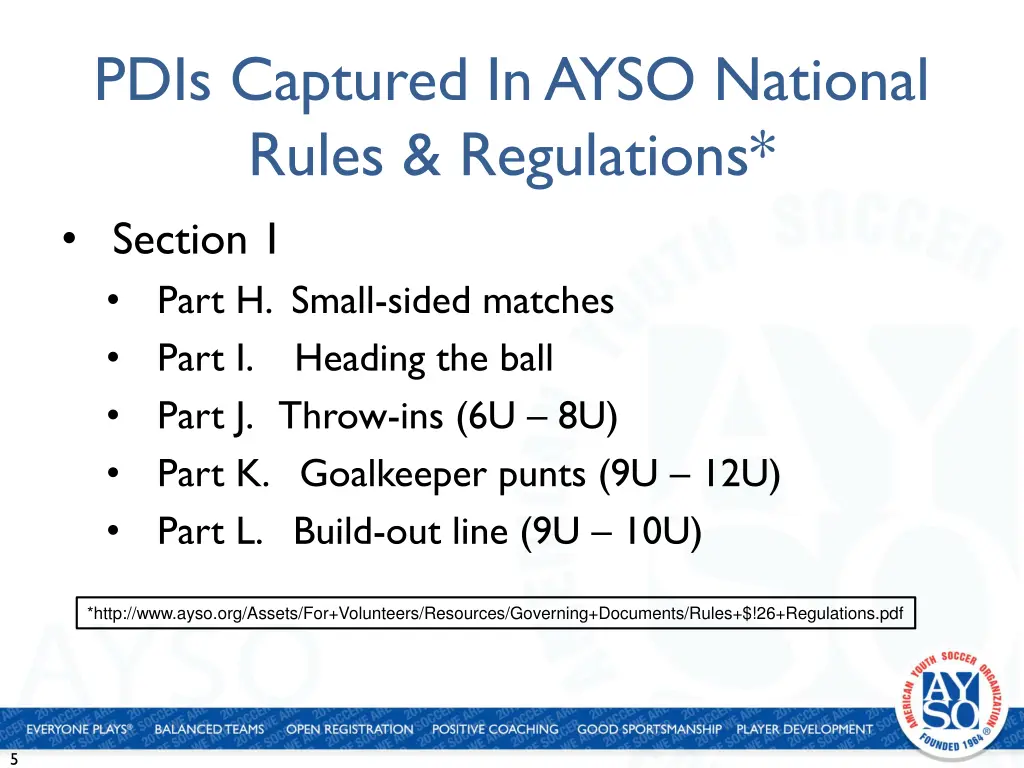 pdis captured in ayso national rules regulations