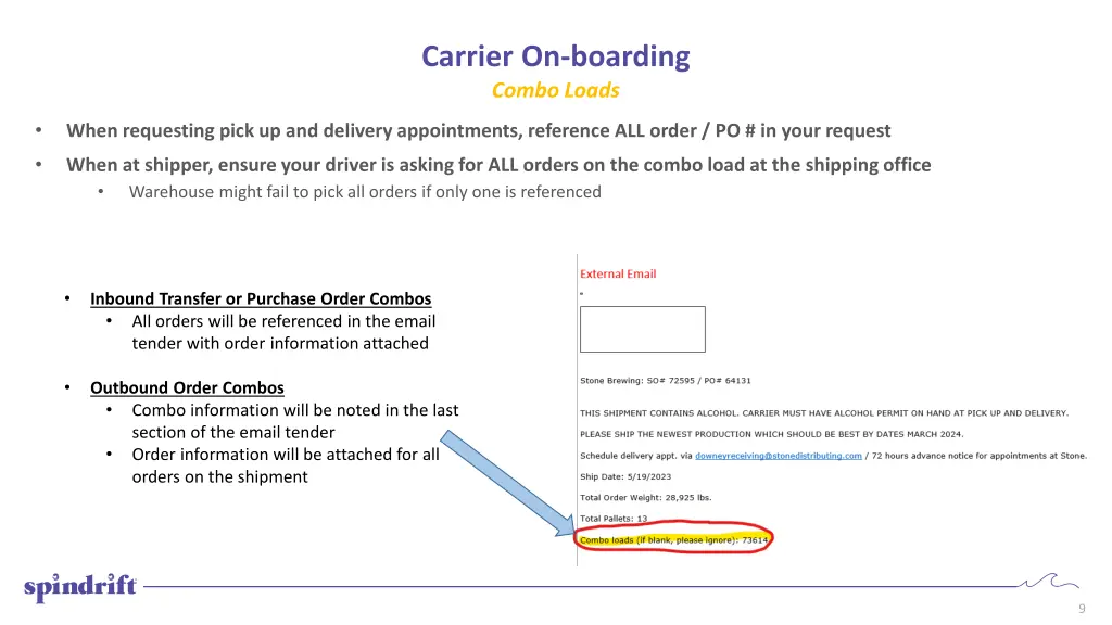 carrier on boarding combo loads