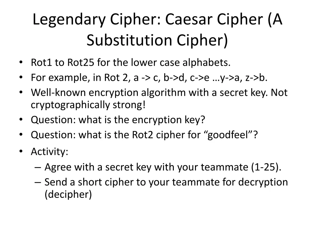 legendary cipher caesar cipher a substitution