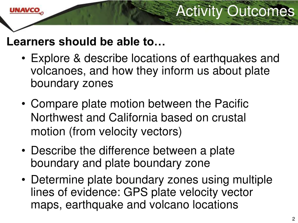 activity outcomes