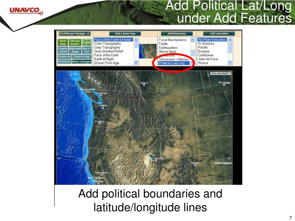 add political lat long under add features