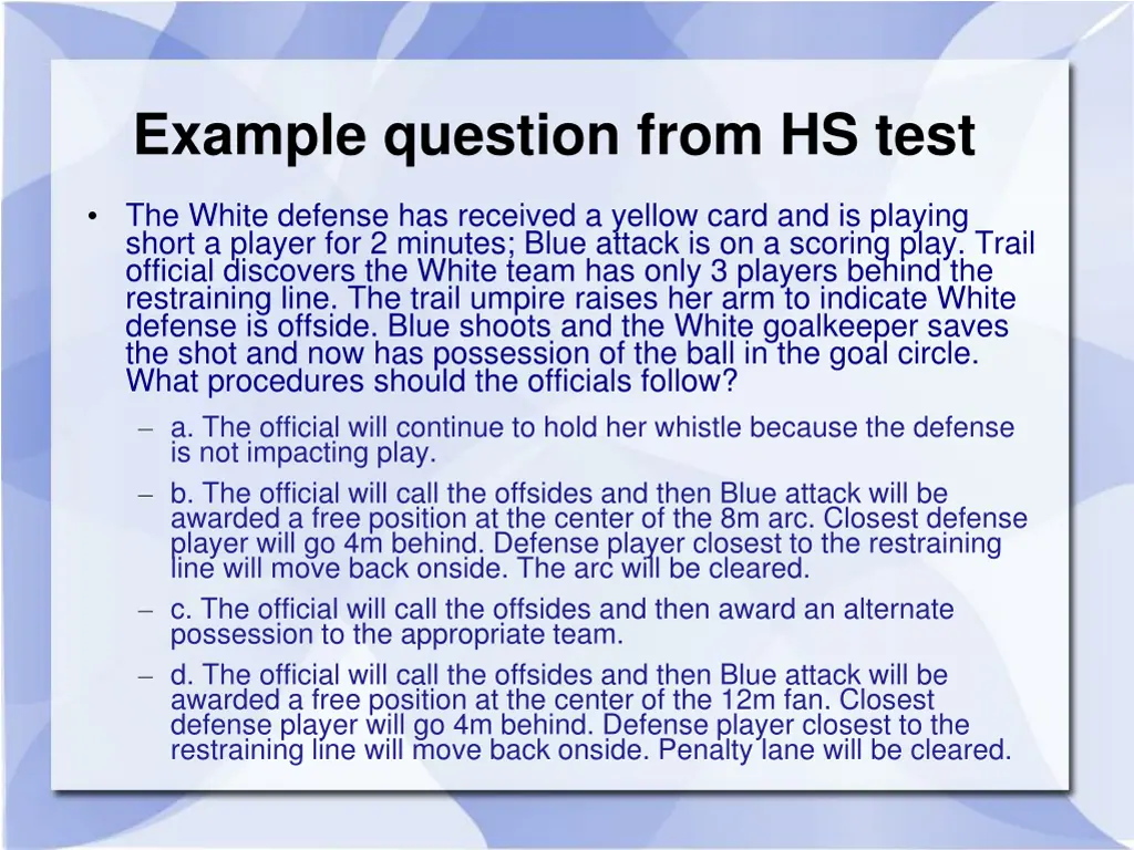 example question from hs test 1