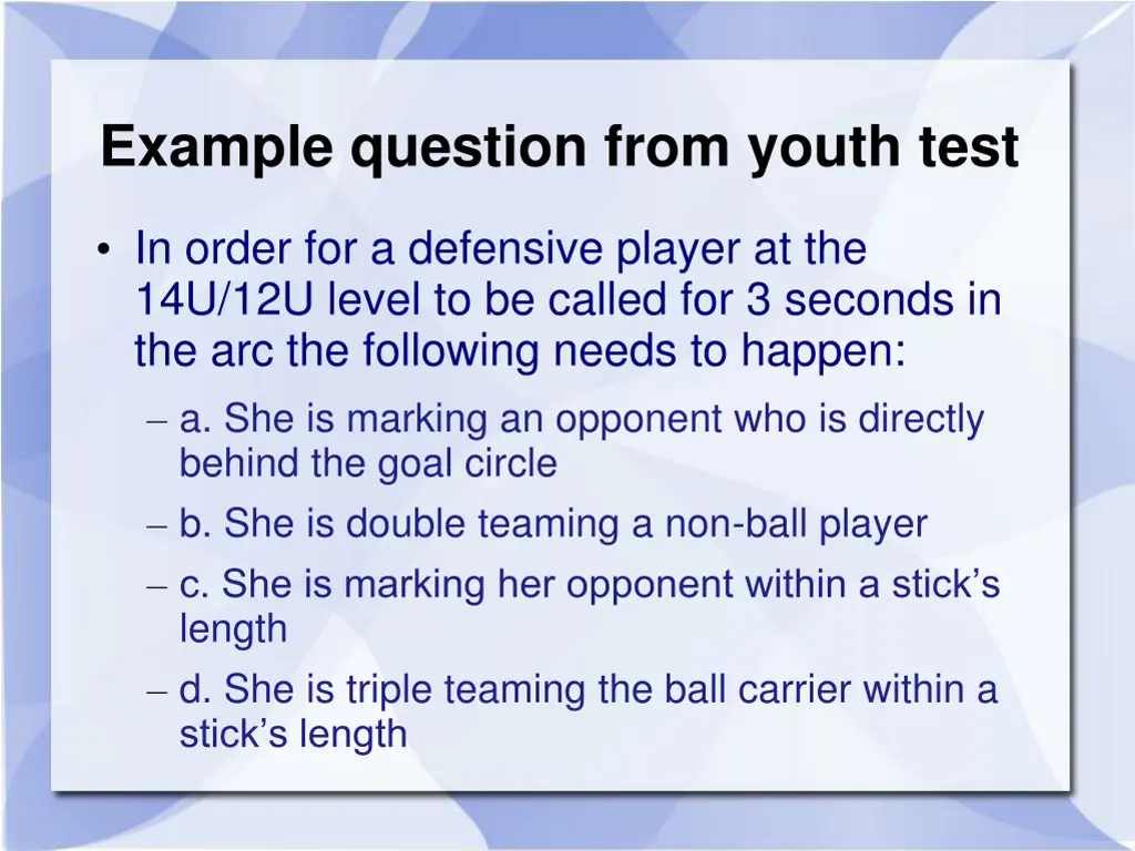 example question from youth test