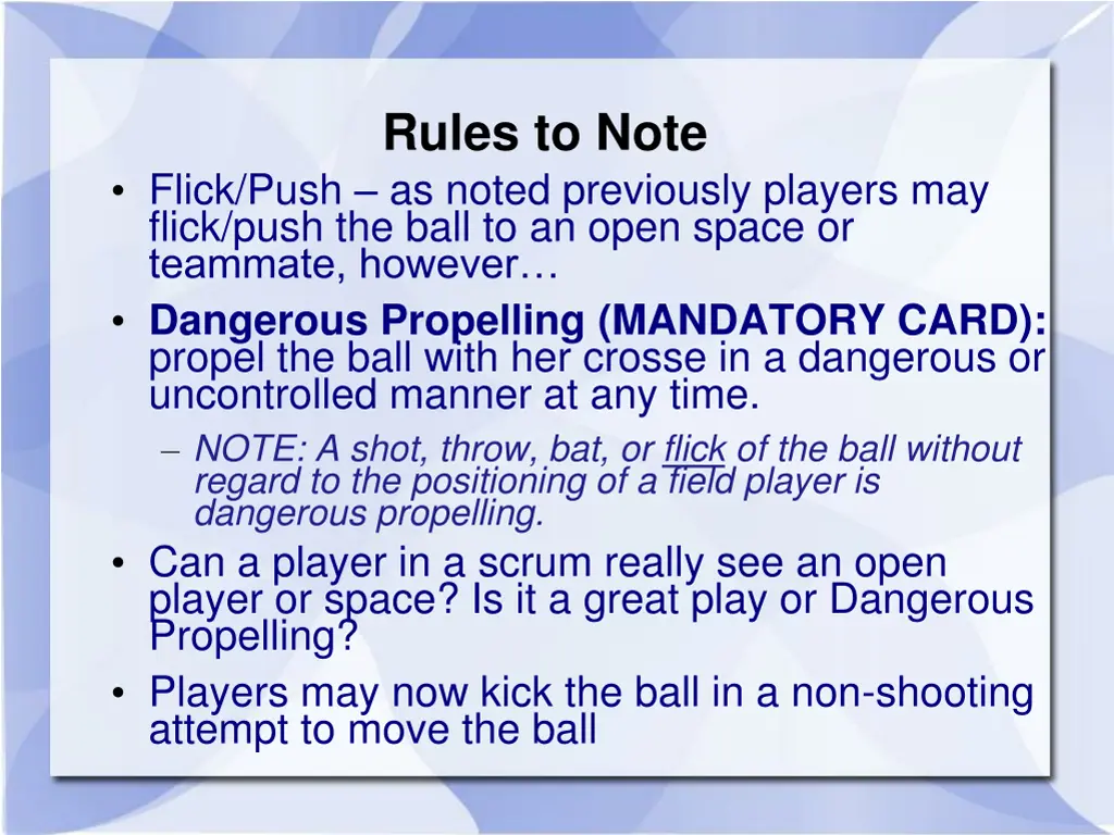 rules to note 1