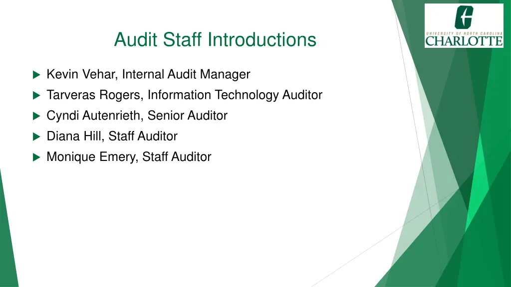 audit staff introductions