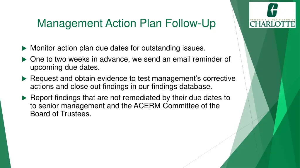 management action plan follow up