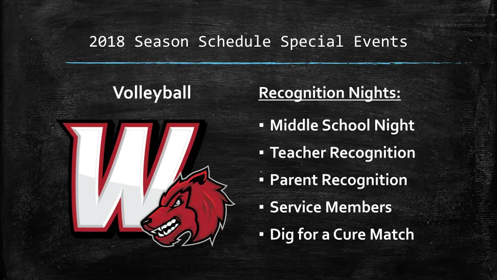 2018 season schedule special events