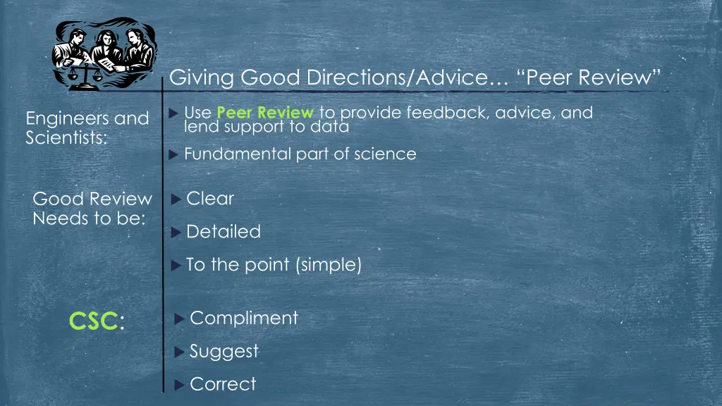 giving good directions advice peer review