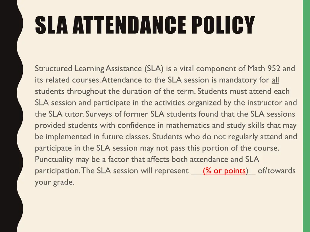 sla attendance policy