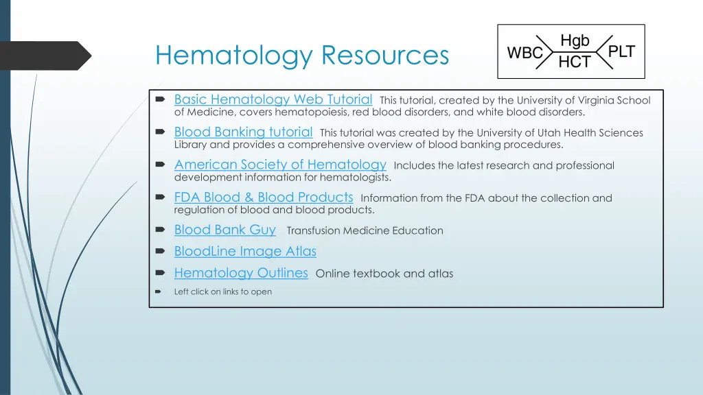 hematology resources