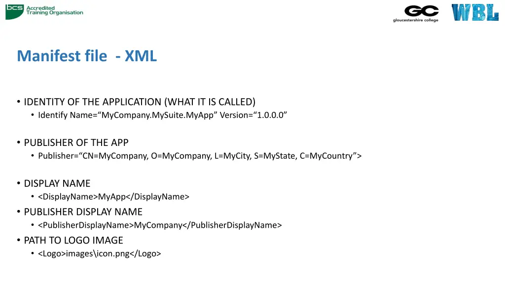 manifest file xml