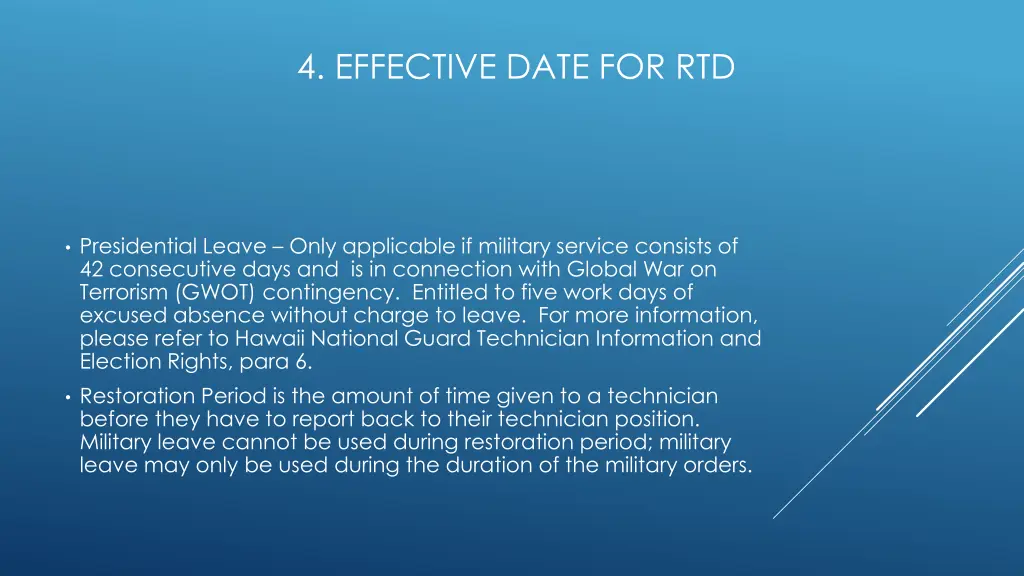 4 effective date for rtd