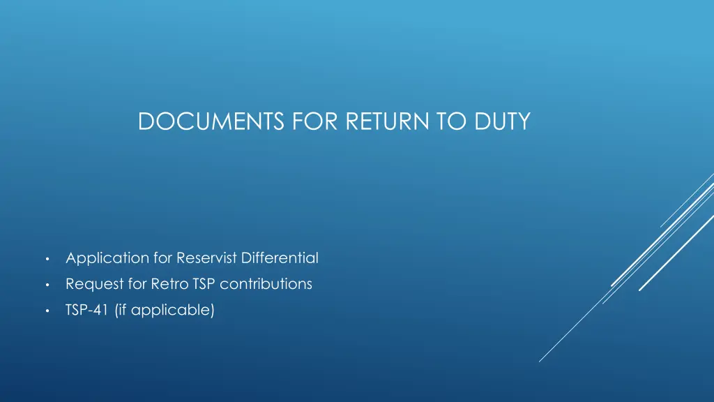 documents for return to duty