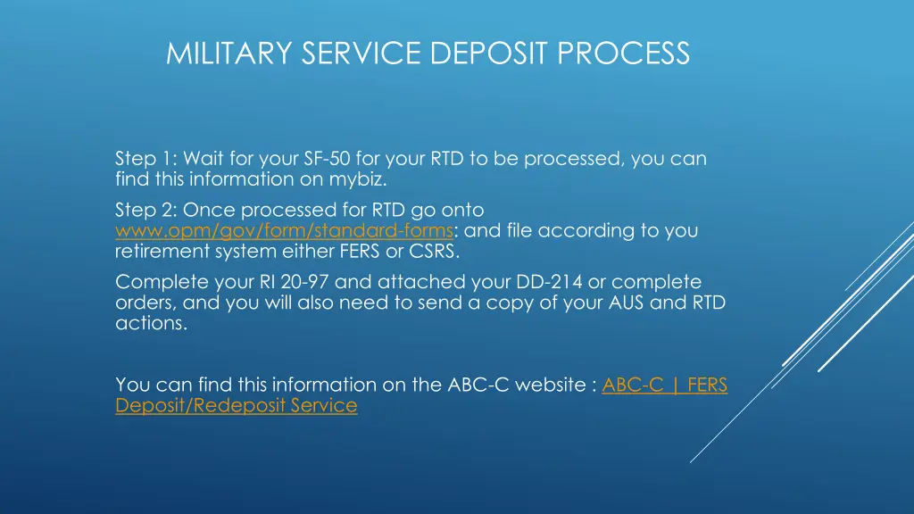 military service deposit process