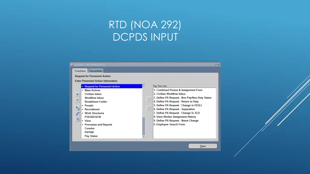 rtd noa 292 dcpds input